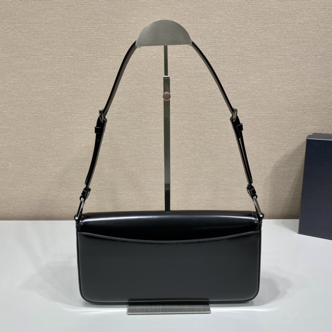 Prada Leather Bag Shoulder Bag Handbag Black 1BD323